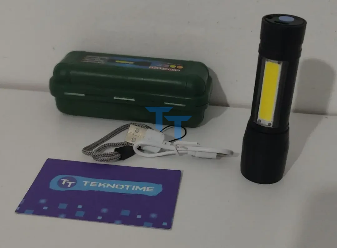 USB Şarjlı Led El Feneri Kutulu Kamp Feneri - Avcılık Feneri